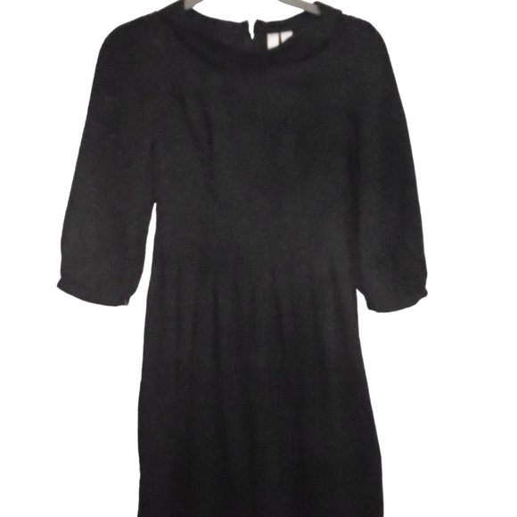 Wednesday Addams Ltl Black 3/4 Sleeve high Neck Dress Fit Bodice Pleated Skirt - Picture 1 of 4